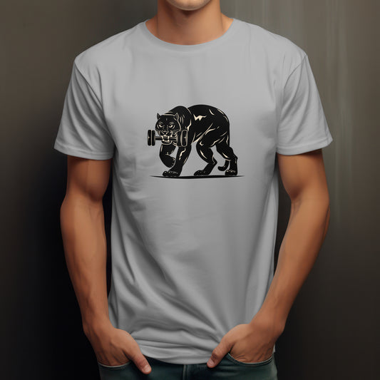 Alpha Beast Gym Graphic T-Shirt for Men – Grey Melange | Workout-Inspired Crew Cotton Tee | Genshae